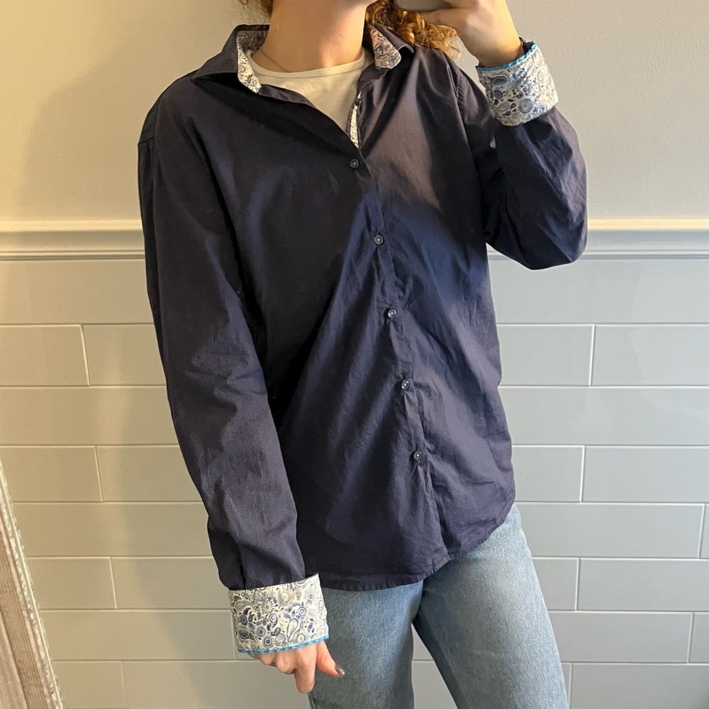 Denim & Flower Navy Blue Button-up Shirt